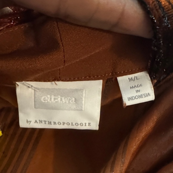 Anthropologie Ett:Twa Bronze Long Line Velvet Kimono Sparkly Jacket Size M/L - Picture 6 of 6
